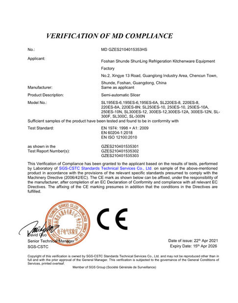 Porcellana GuangDong Tangshihoa Industry and Trade Co.,Ltd. Certificazioni